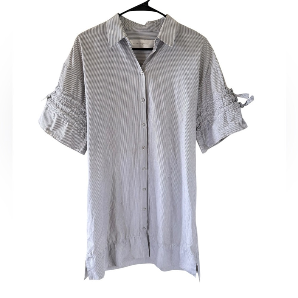 Victoria Beckham Striped Button Front Shirt Dress